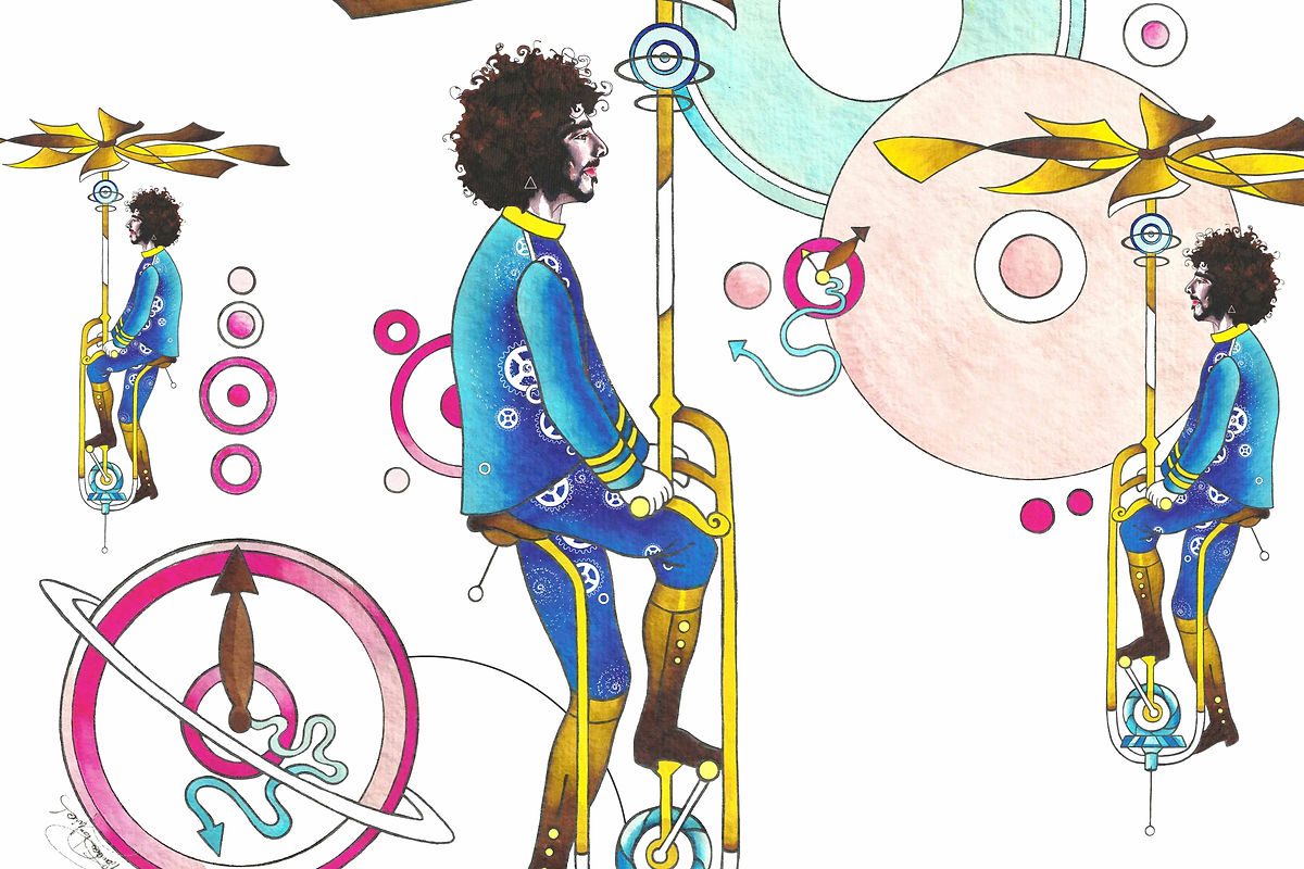 Disegno psichedelico con riferimenti alla filosofia