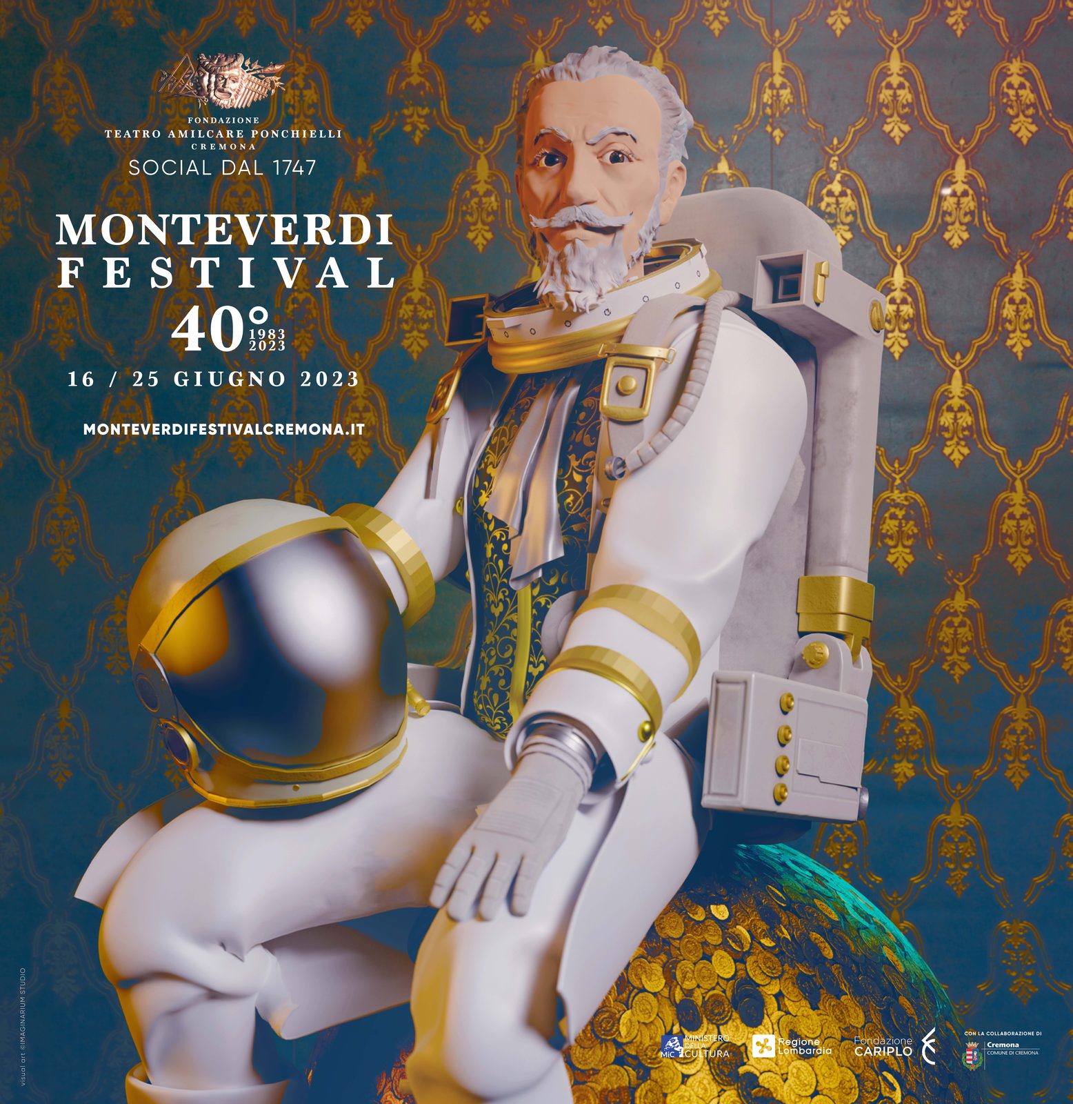 Pensilina pubblicitaria Monteverdi Festival 2023 a Cremona