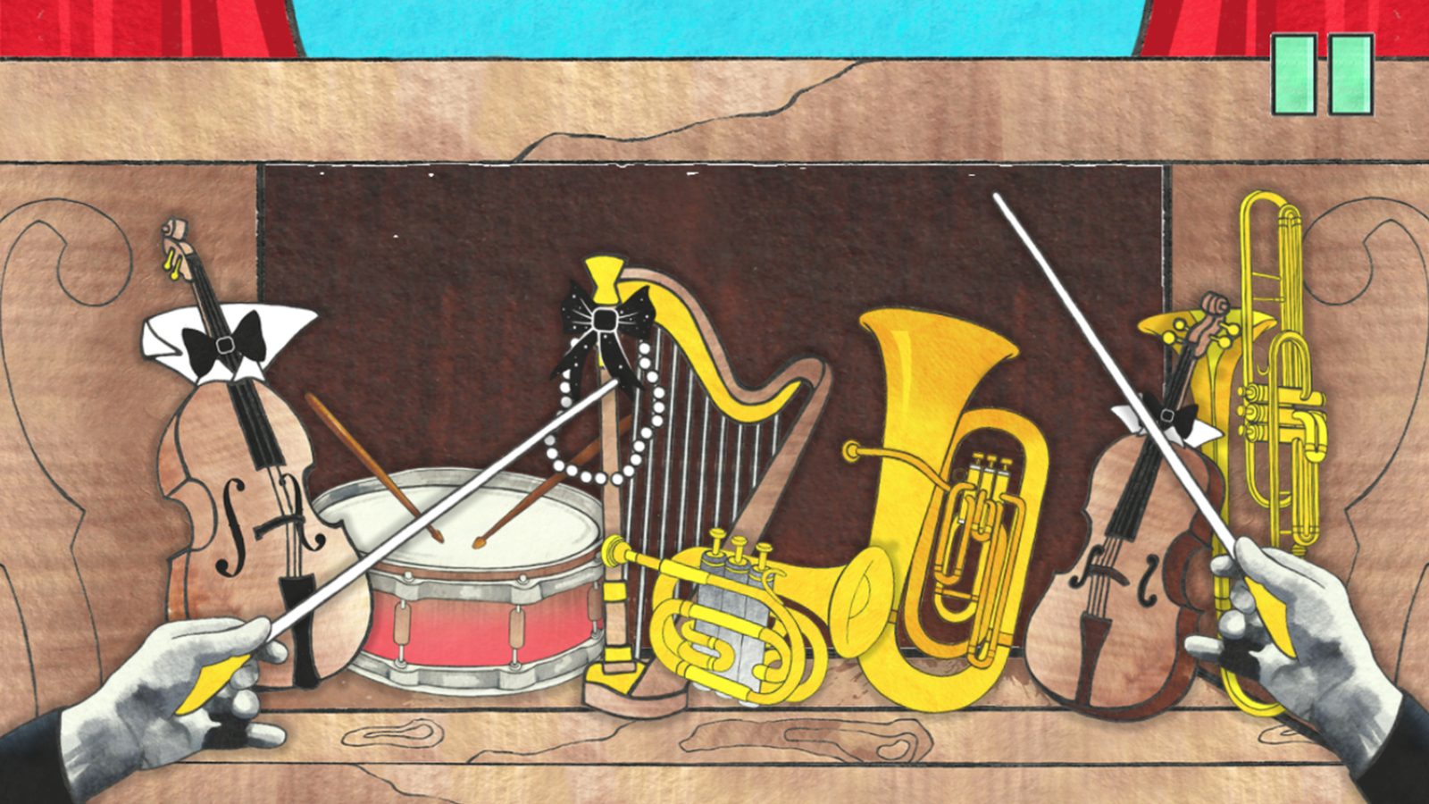 Livello psichedelico con strumenti musicali e colori vivaci