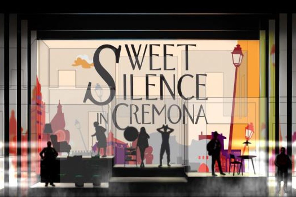 Proiezione dei personaggi illustrati durante la performance