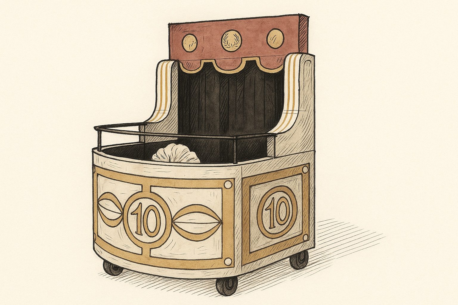 Tavola a china con dettagli dei costumi operistici