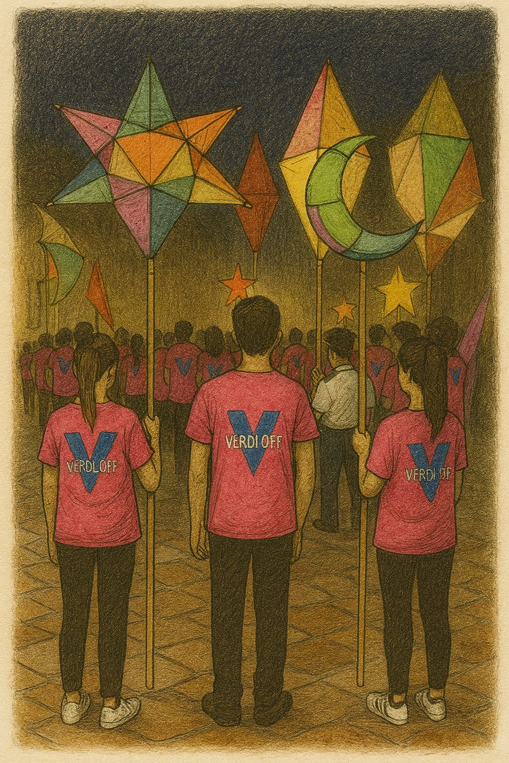 Bozzetto per le installazioni di danza nel corteo